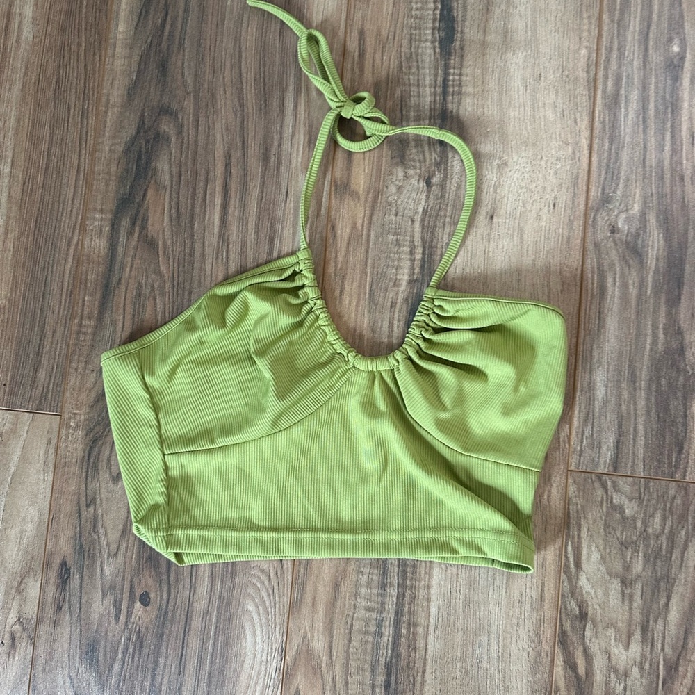 SHEIN Olive Halter Crop Top